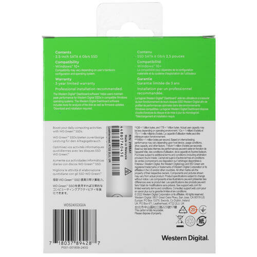 Накопитель SSD 2.5'' Western Digital WD Green 240GB SATA 6Gb/s SLC 545MB/s MTTF 1M 7nm - фото №16