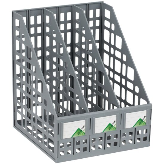 Лоток для бумаг Стамм вертикальный  сборный 3 отделения серый