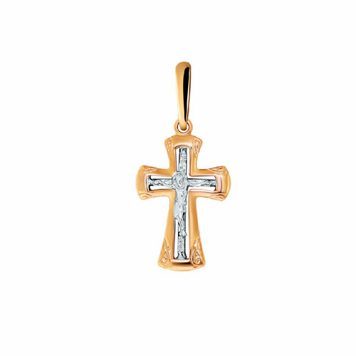 Крестик РОСТЗОЛОТО, красное золото, 585 проба, красный, золотистый