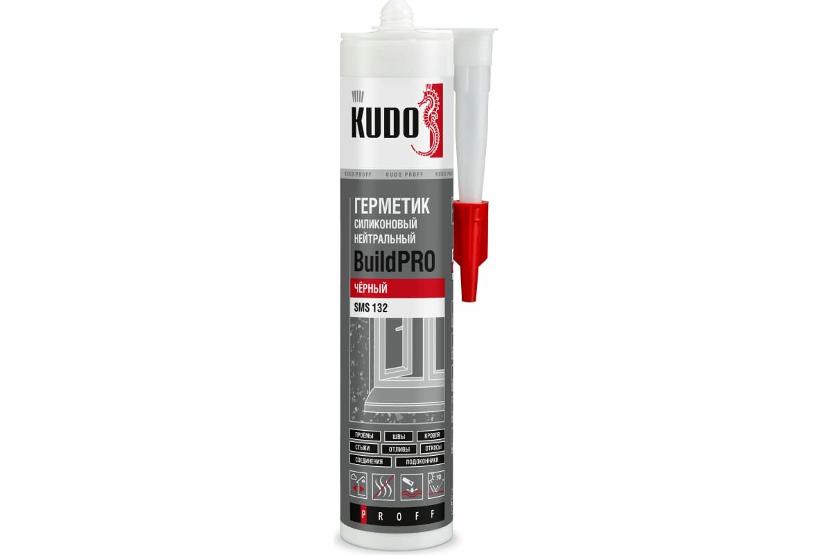 Герметик силиконовый нейтральный универсальный Kudo BuildPro SMS-132 280 мл черный