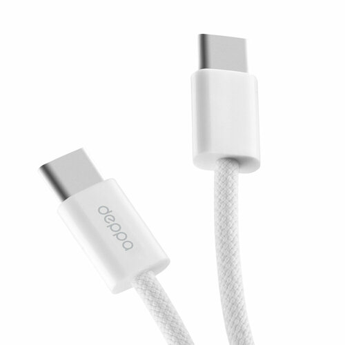 Кабель Original, USB-C - USB-C, 60Вт, 1м, нейлон, Deppa, 72554 белый