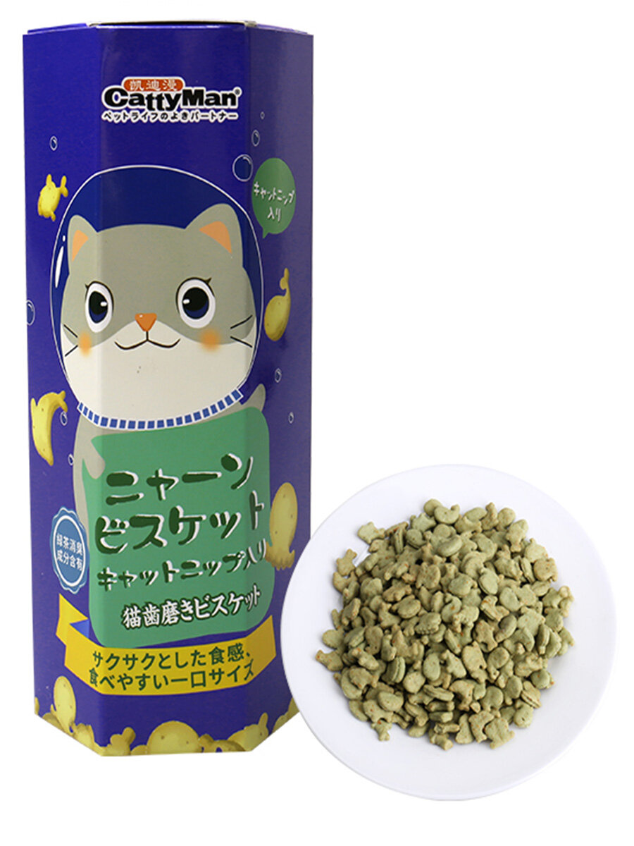 Лакомство для кошек Japan Premium Pet Молочные бисквиты на основе кошачьей мяты для чистки зубов , 60 г