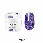 RuNail, гель-лак с фольгой и фигурными пайетками "Гортензия" №9437, 5 гр