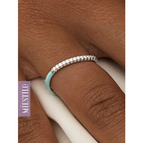 Кольцо MIESTILO, серебро, 925 проба, родирование, фианит, размер 16, ширина 2 мм, серебристый