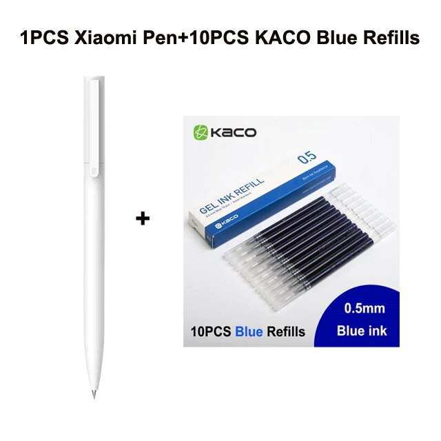 Ручка гелевая Xiaomi 0,5 мм с черными чернилами, японская ручка-карандаш MiKuni с гладкими гелевыми чернилами для письма, школьные и офисные канцтовары Синий, 1pen 10 Blue ink