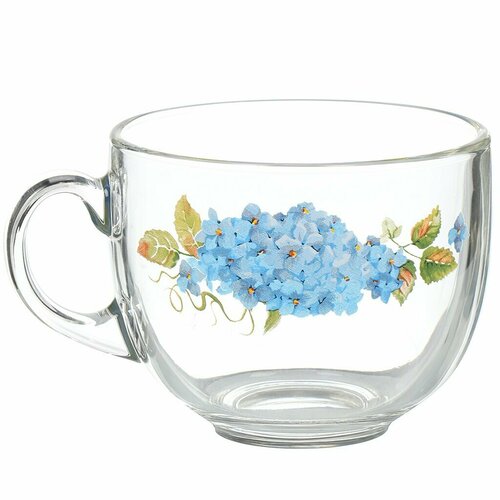 Бульонница стекло 500 мл с ручкой Гортензия Кинг Сайз С1858 390₽