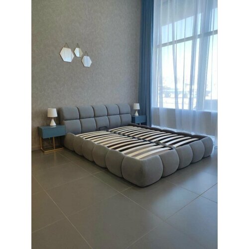 VIERO Двуспальная кровать Касабланка мягкое изголовье с размером спального места 200х200 см с ортопедическим основанием, без подъемного механизма