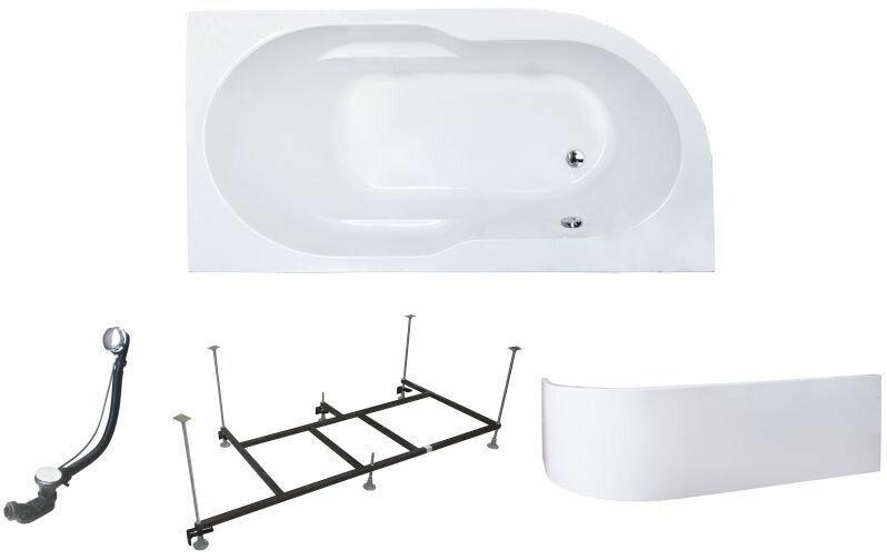 Акриловая ванна Royal Bath AZUR 150X80X60 левосторонняя комплект ванна, каркас, панель, сифон