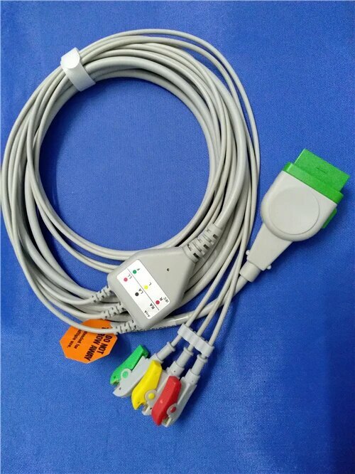 Совместимый с GE-Mar qutte цельный ЭКГ-кабель с 3-контактными зажимами IEC, свинцовые провода ЭКГ