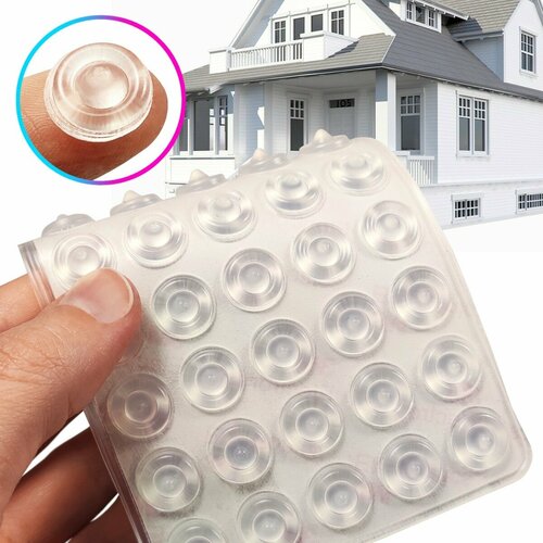 Силиконовые накладки-демпферы самоклеящиеся для мебели прозрачные диаметр 13 мм толщина 55 мм 50 штук в наборе belais 21827 843₽