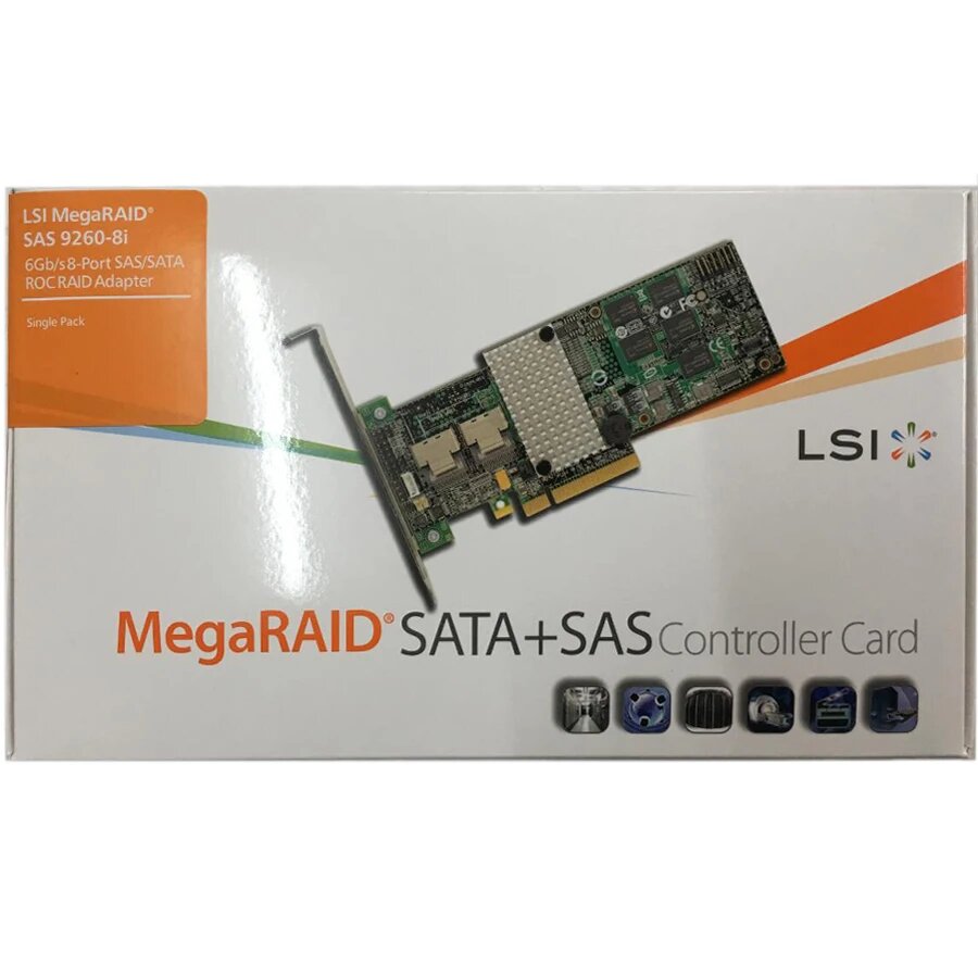Eastforfuy LSI00198 9260-8i SGL 8-портовый 6 Гбит/с SATA/SAS W/512M RAID 0,1,5,6,10,50,60 PCI-Express RAID-карта 6 ГБ