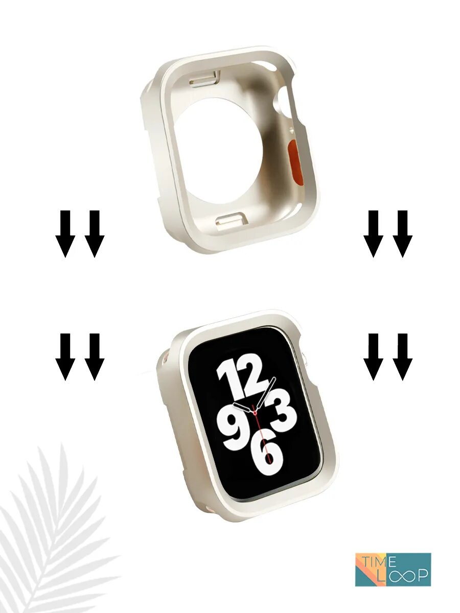 Чехол для Apple Watch 42mm, силиконовый, противоударный, светло-золотой — фото 1