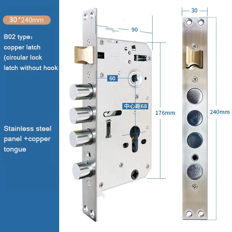 Корпус умного дверного замка из нержавеющей стали со сканером отпечатков пальцев