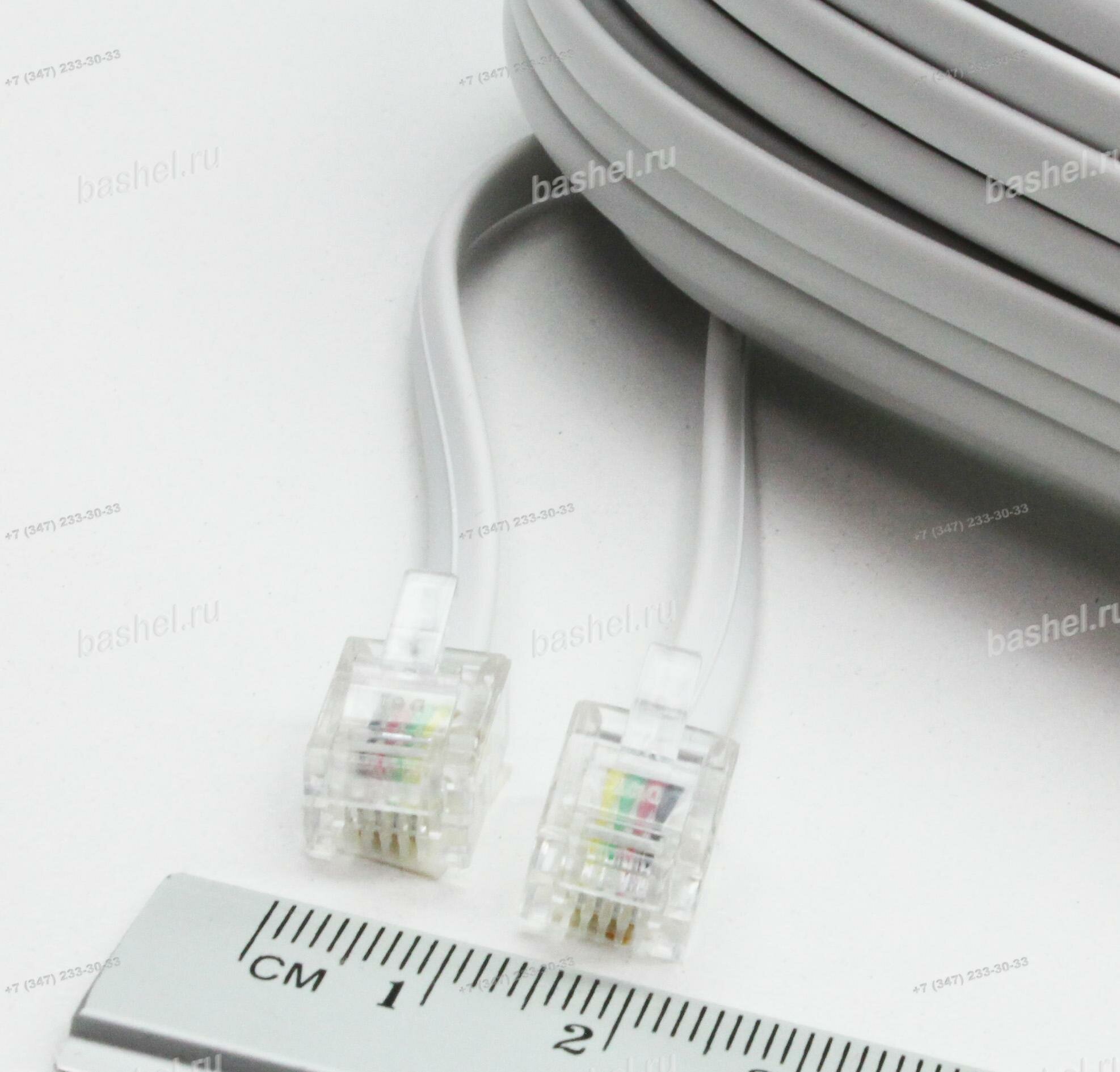 Шнур телефонный 6P4C белый 20 м REXANT