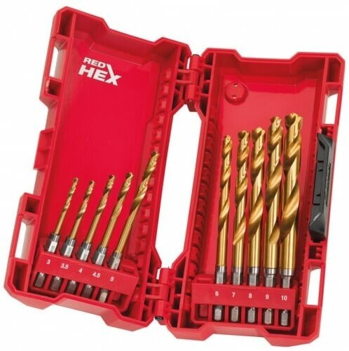 Набор сверл по металлу RedHEX HSS-G TiN 10 шт. Milwaukee 48894759