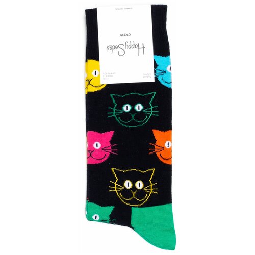 Женские носки Happy Socks средние, размер 36-40, мультиколор, черный