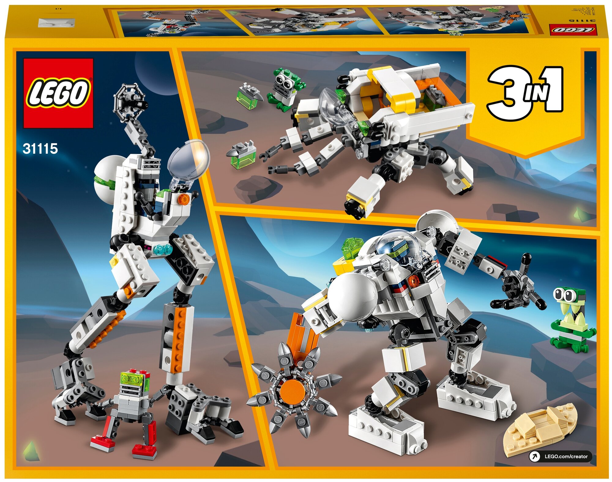 Конструктор LEGO Creator 31115 "Космический робот для горных работ", 327 деталей - фото №2