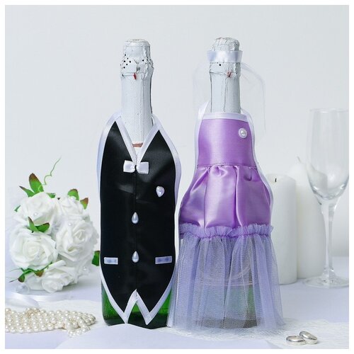 фото Набор украшений на шампанское "свадебный вальс" сиреневый 1579116 сима-ленд