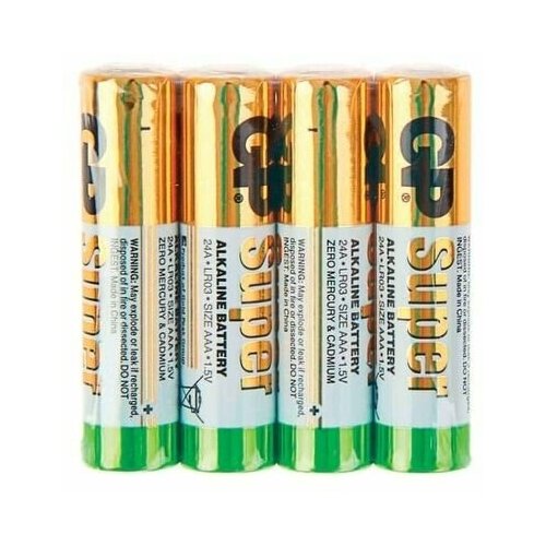 Батарейки алкалиновые 24A RS-2SB4 ААА, 1.5В, 4шт комплект батареек super alkaline типоразмера ааа lr03 96 шт в термоусадочной пленке gp 24ars 2sb4