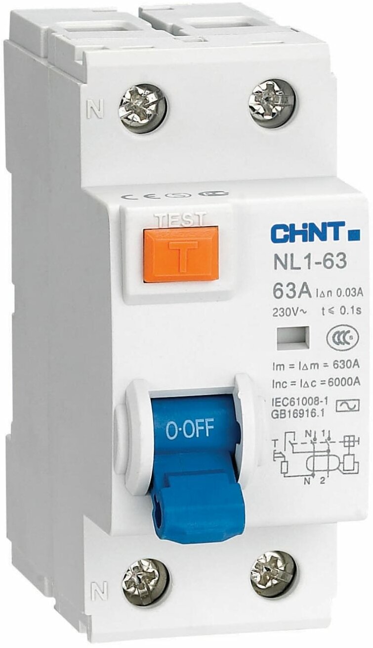 УЗО CHINT NL1-63 6kA 4P 30mA тип AC