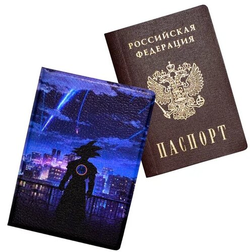 фото Обложка , экокожа, отделение для карт, отделение для паспорта, синий keks