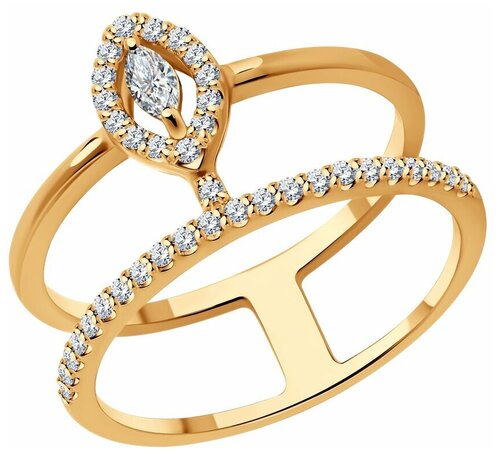 Кольцо Diamant online, золото, 585 проба, бриллиант, размер 17