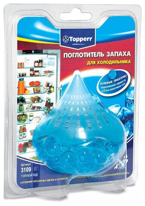 Topperr поглотитель запаха для холодильника Голубой лед 3109