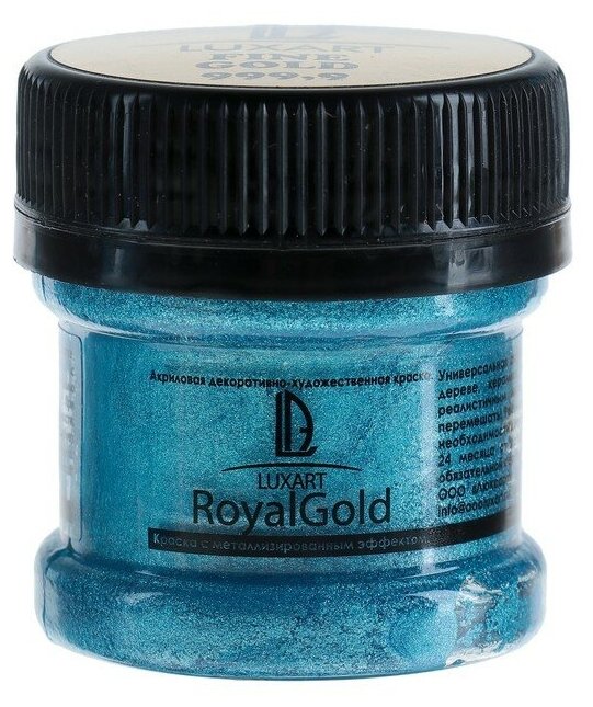 Краска акриловая, LUXART. Royal gold, 25 мл, с высоким содержанием металлизированного пигмента, синее золото