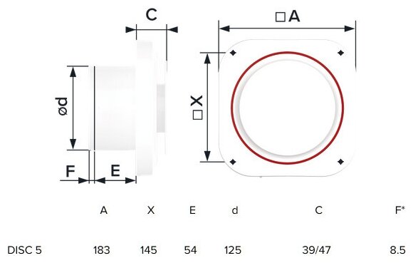 Вентилятор D125 DISC 5C с обратным клапаном ERA - фотография № 15