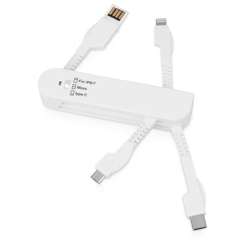 Универсальный переходник Smarty (Micro USB / Lightning / Type C), белый