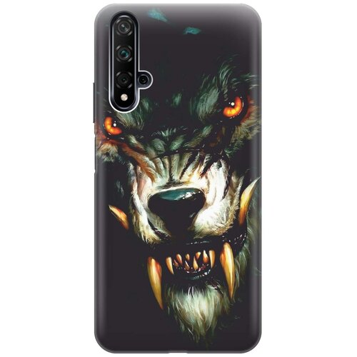 фото Cиликоновый чехол на huawei nova 5 / хуавей нова 5 с принтом "злой оборотень" gosso