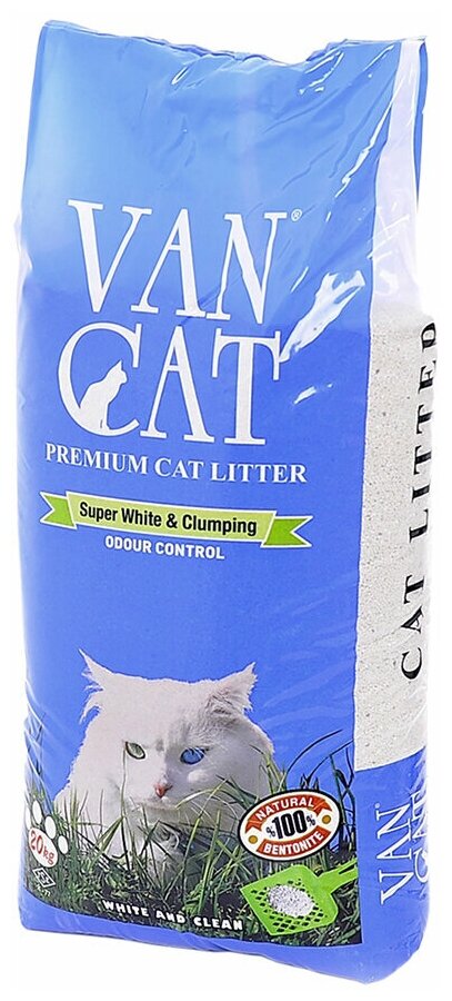 Van Cat Комкующийся наполнитель "100% Натуральный", без пыли, пакет (Natural)UNRI011, 20 кг - фотография № 4