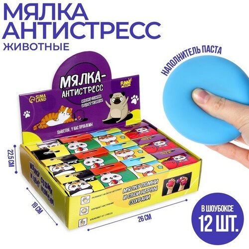 Funny toys Мялка-антистресс «Зверята», с пастой, цвета микс, в шоубоксе