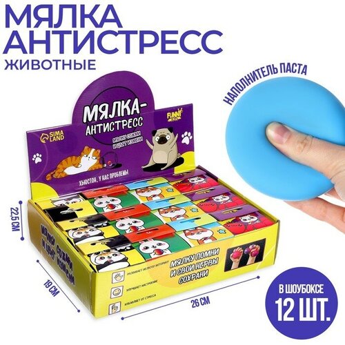 Funny toys Мялка-антистресс «Зверята», с пастой, цвета микс, в шоубоксе лазер funny toys д веселья цвета микс x1