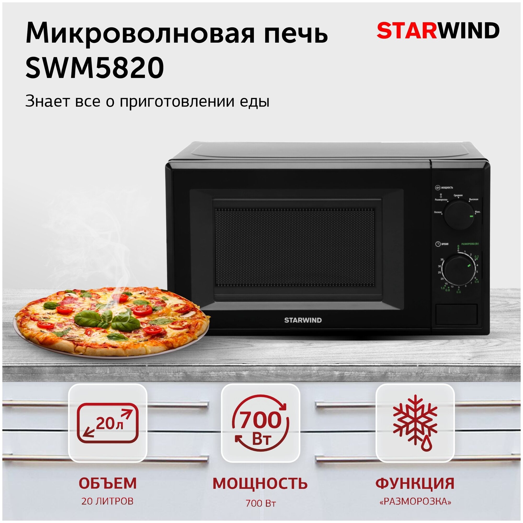 Микроволновая Печь Starwind SWM5820 20л. 700Вт черный - фотография № 16