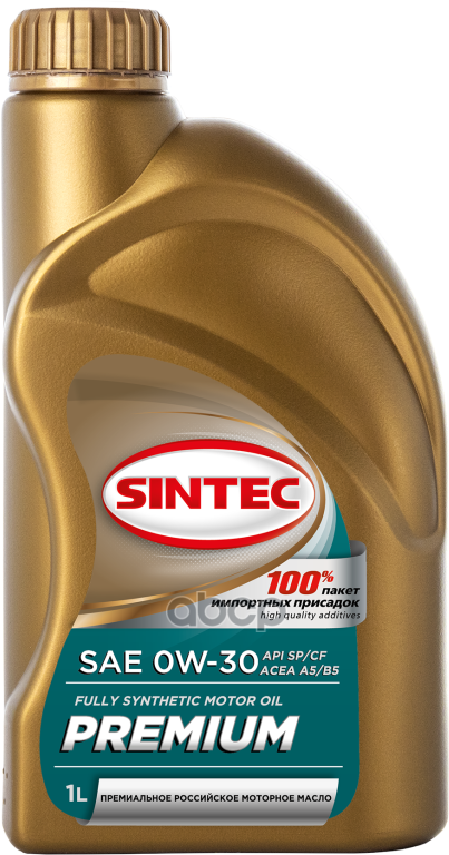 SINTEC Масло Моторное 0W30 Sintec 1Л Синтетика Premium Api Sp/Cf Acea A5/B5