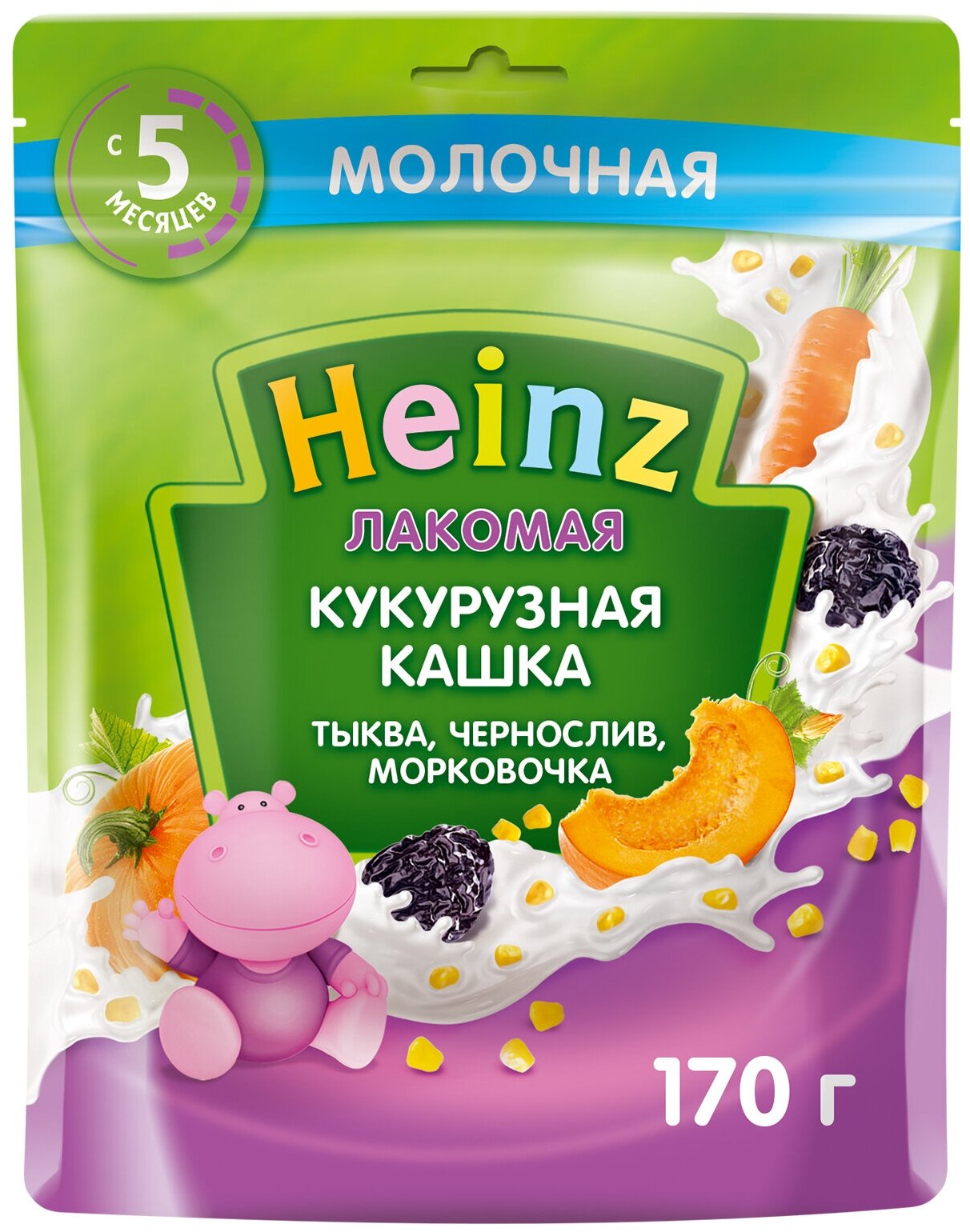 Кашка Heinz Лакомая кукурузная: тыква, морковь, чернослив, 170гр - фото №6