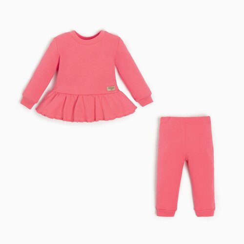 Комплект одежды  Minaku для девочек, джемпер и брюки, повседневный стиль, размер 74-80, красный, розовый
