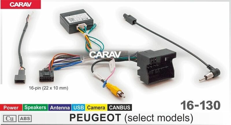 Адаптер CARAV 16-130 дополнительное оборудование для подключения 7/9/10.1 дюймовых автомагнитол на автомобили PEUGEOT (select models)