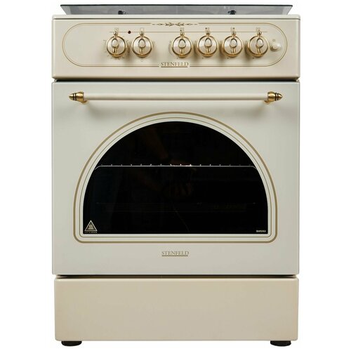 Комбинированная плита STENFELD T6401GE-02 RETRO SFD бежевая 60 см газовая с электрической духовкой чугунные решетки электроподжиг подсветка 3590000₽