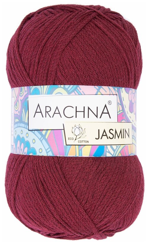 Пряжа ARACHNA JASMIN 80% хлопок, 20% полиэстер 5 шт. х 100 г 250 м N159 винный