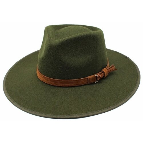 шерстяная женская шляпа классическая простая однотонная фетровая шляпа фетровая шляпа шляпа с широкими полями осень зима мужская джазо Шляпа , размер 57, зеленый