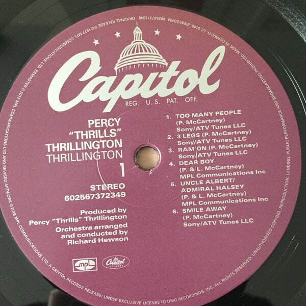 Capitol Records Percy Thrills Thrillington. Thrillington (виниловая пластинка) UME (USM) - фото №10