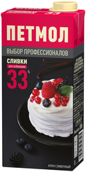 Сливки Петмол ультрапастеризованные, для взбивания 33%, 1 кг