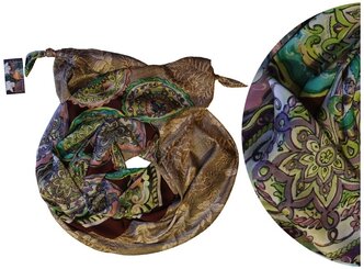 Шарф женский весенний, шёлк, вискоза, разноцветный, двойной шарф-долька Оланж Ассорти серия Апрель с узелками