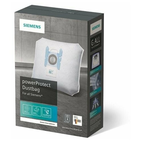 Bosch 17003049 Мешки-пылесборники Siemens PowerProtect, тип G ALL, 4 шт мешки пылесборники bosch powerprotect тип g all 4 шт 17003048