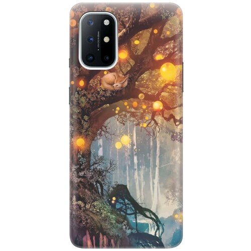 фото Cиликоновый чехол на oneplus 8t / ванплюс 8т с принтом "лиса на древе" gosso