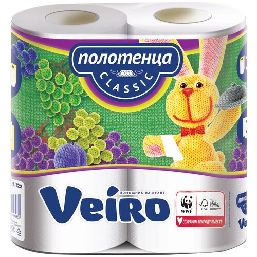 Полотенце бумажное VEIRO Classic 4шт 2 слоя Белое