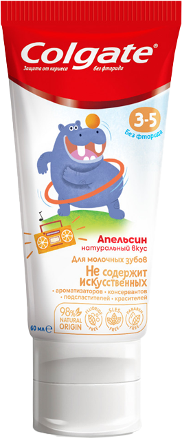 Детская зубная паста Colgate Апельсин 3-5 лет без Фторида 60 мл