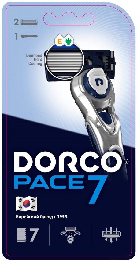 Станок для бритья c двумя сменными кассетами Dorco Pace 7